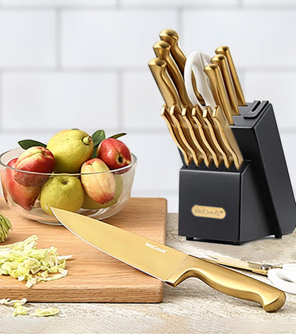 McCook® Knife Sets,German Stainless Steel Knife Block Sets with Built-in Sharpener