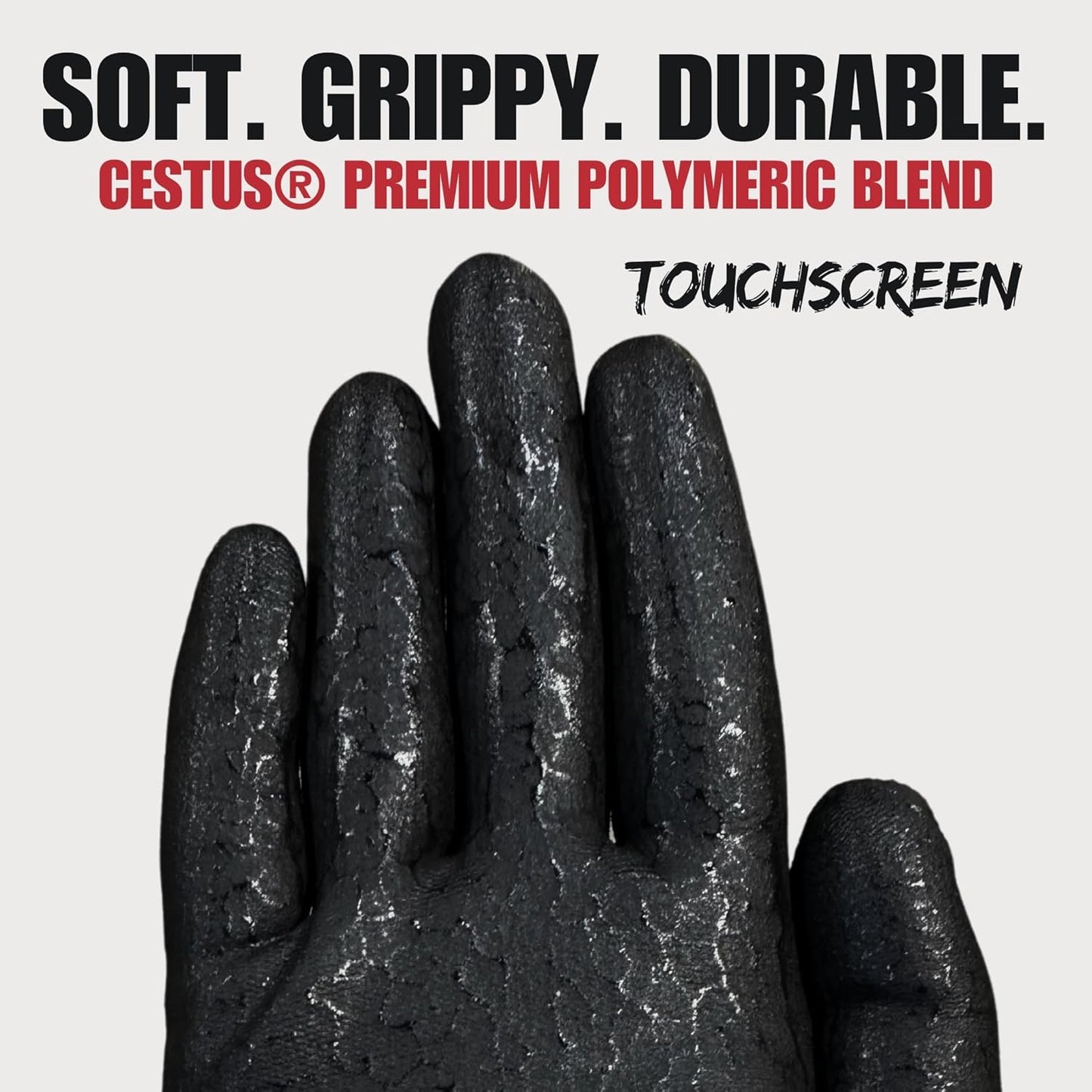Cestus C11e, Nitrile Coated Work Gloves with Grip, Touchscreen, Reinforced Double Knit (3,12,120 Pairs)