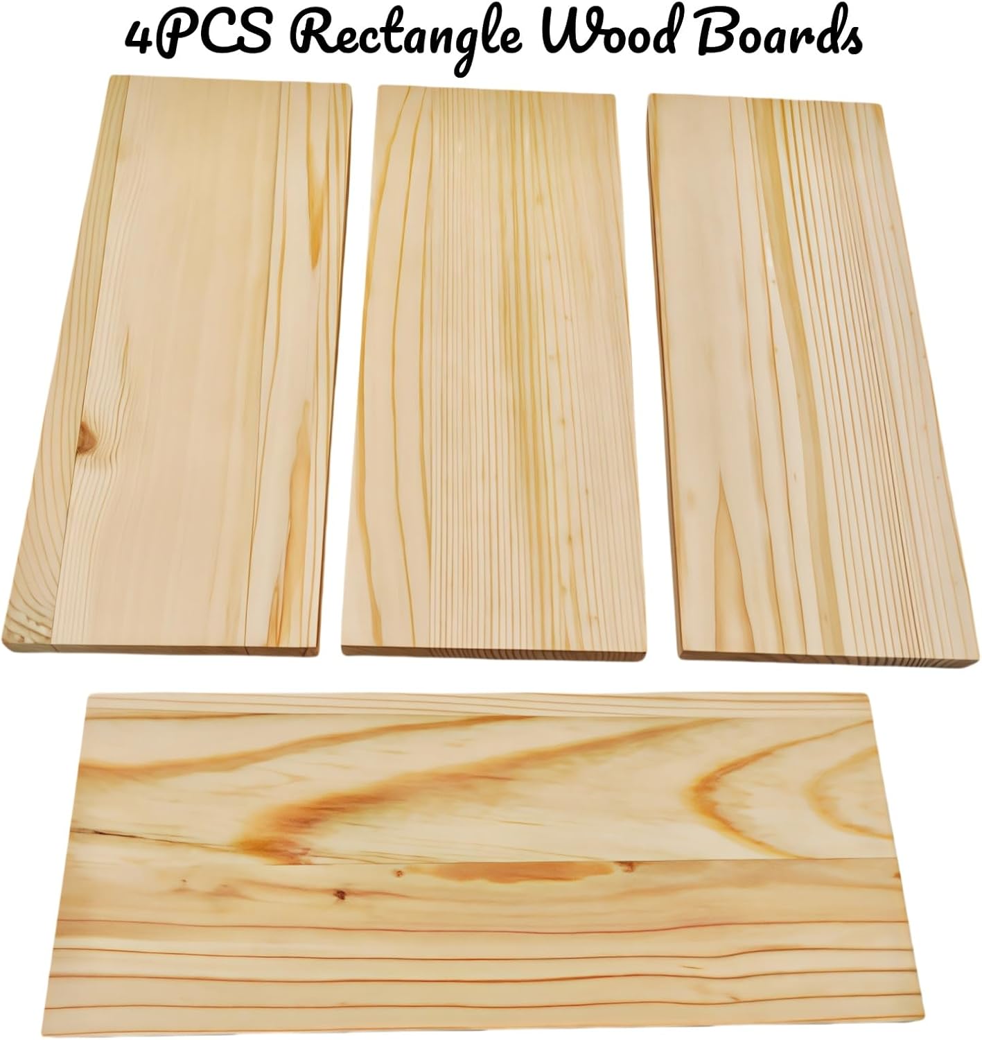 4PCS Rectangle Wood Boards Unfinished Wood Blocks for Crafting, 8x6x1in Blank Whittling Wooden Blocks for Wood Carving,Painting & Burning