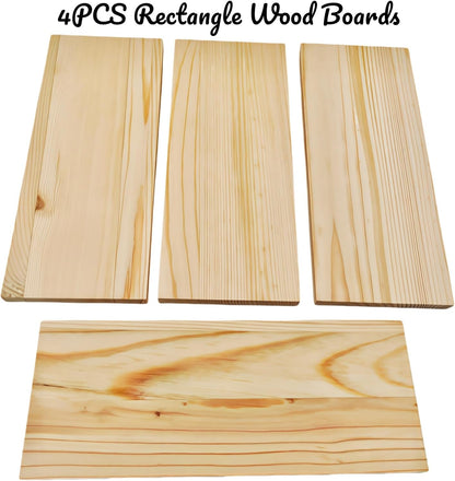 4PCS Rectangle Wood Boards Unfinished Wood Blocks for Crafting, 8x6x1in Blank Whittling Wooden Blocks for Wood Carving,Painting & Burning