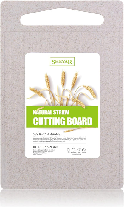 Cutting Board for Kitchen, Wheat Straw Fiber Cutting Board, Dish Washer Safe, w/Juice Grooves for Meat, Veggies, Easy Grip Handle, Non-slip Surface Eco-friendly Serveware Accessories （10‘x6.3’）