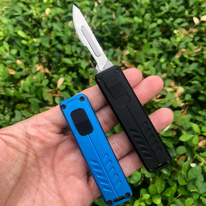 Automatic Utility Knife, Safety Auto Box Cutter Retractable, EDC Push Button Exacto Scalpel Knife, 10PCS #23 Razor Blades Pocket Knives with Clip