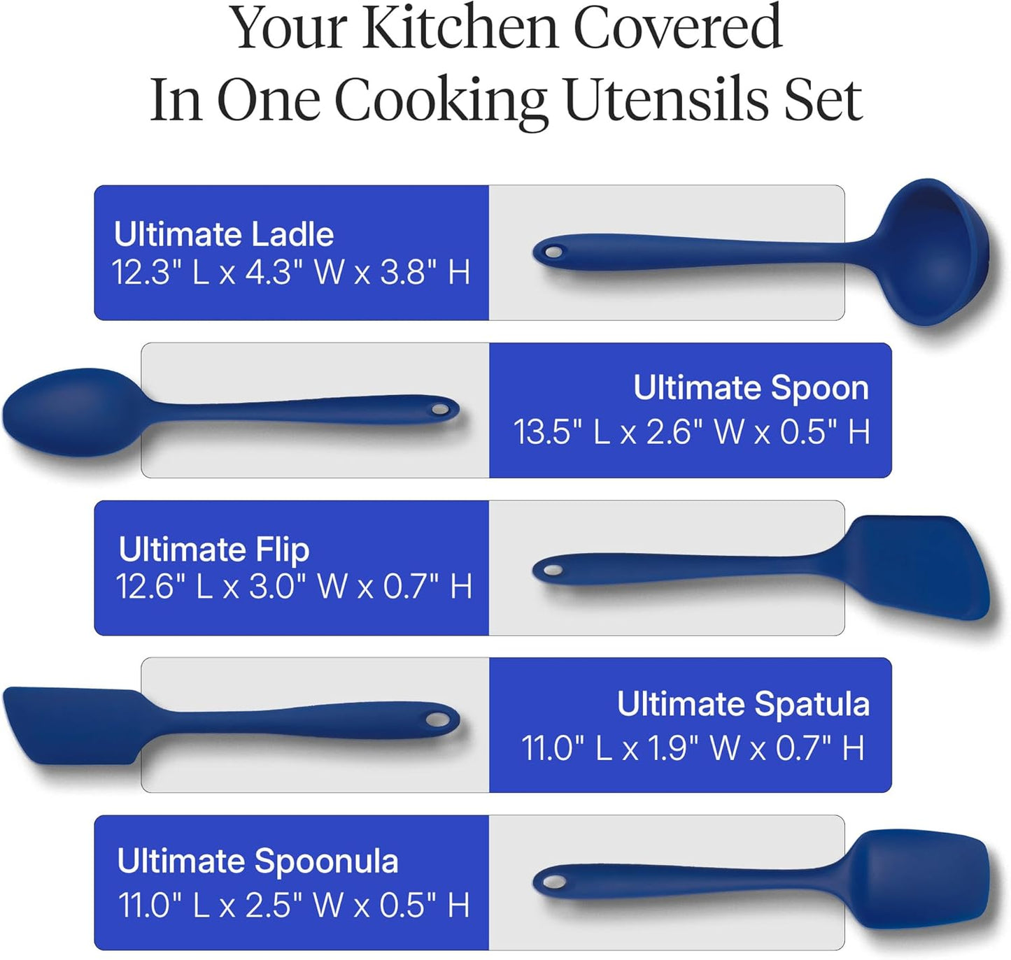 GIR: Get It Right 5 Piece Silicone Ultimate Kitchen Utensils Set - Ladle, Spatula, Flip, Spoon & Spoonula - Non-Toxic Cooking Utensils for Nonstick Cookware, Cooking and Baking - Red