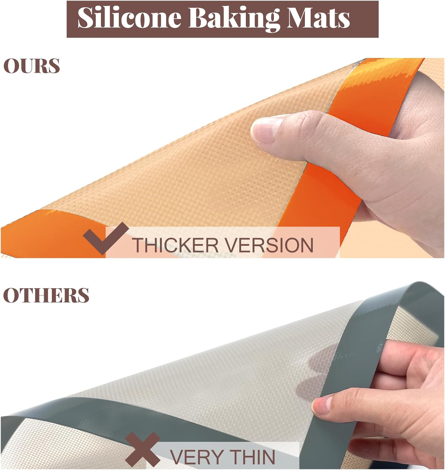 Silicone Baking Mat, 3 Pack Reusable Baking Sheet, Non-Stick ＆ Food Safe Silicone Mats for Baking for Making Cookies Macaroons Bread, Baking Supplies ＆ Accessories
