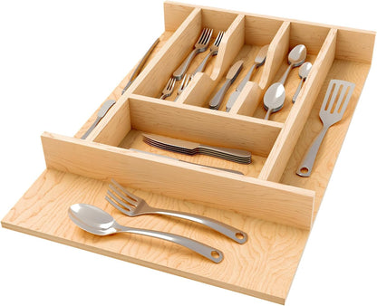 Rev-A-Shelf Natural Maple Right Size Utensil Insert Home Storage Kitchen Organizer 7 Compartment Drawer Accessory, 19 1/4" x 19 1/2", 4WCT-24SH-1