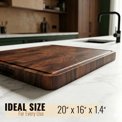 Babilonia Walnut Cutting Board - 17" x 13" x 1" Professional and Heavy Duty Non Toxic Wood Chopping Board, Wooden Charcuterie Boards & Butcher Block with Handles (Oil Bottle Included)