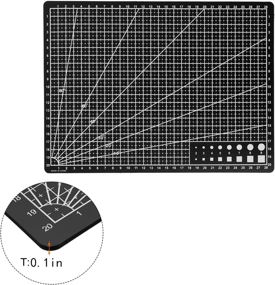 Self Healing Sewing Mat, Rotary Cutting Mat Double Sided 5-Ply Craft Cutting Board for Sewing Crafts Hobby Fabric Precision Scrapbooking Project 9inch x 12inch (A4-Black)