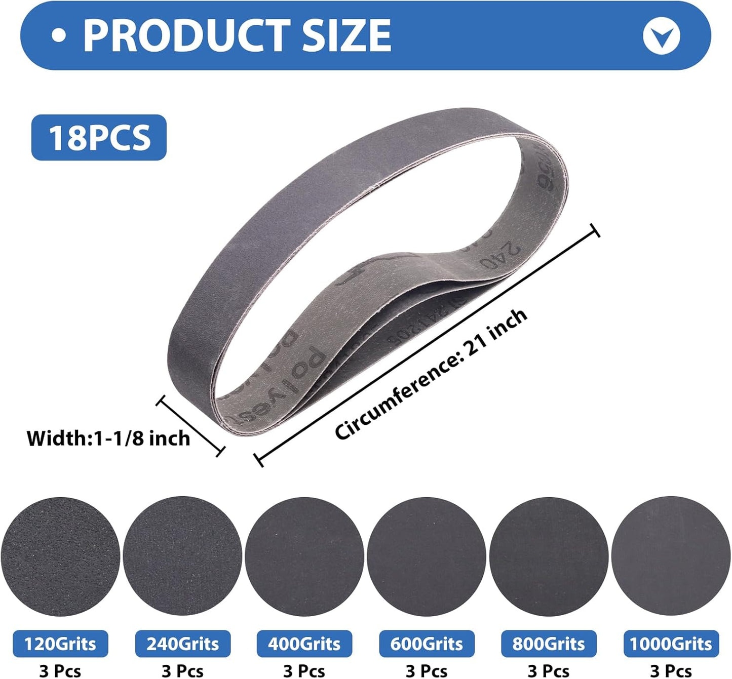 1x30 Inch Silicon Carbide Sanding Belts, 4 PCS Each of 80,120, 240, 400, 800,1000 Grits Knife Sharpening Belt Kits for 1 x 30 Inch Belt Sander, 24 Pack