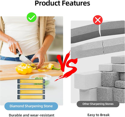 4PCS Diamond Sharpening Stones, #200#400#800#1200 Grit for Knife Sharpening Fixed-Angle Kit, Professional Whetstone Kit for Kitchen Outdoor