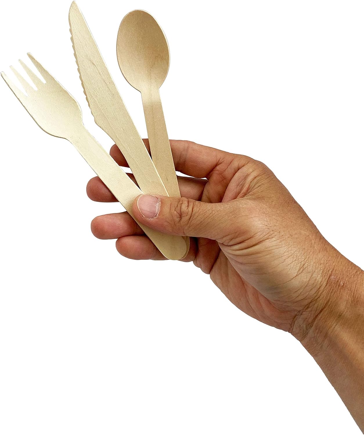 KingSeal FSC Certified Disposable Wood Cutlery Knife, Biodegradable and Earth Friendly, 6.5 Inch Length - 100 Count