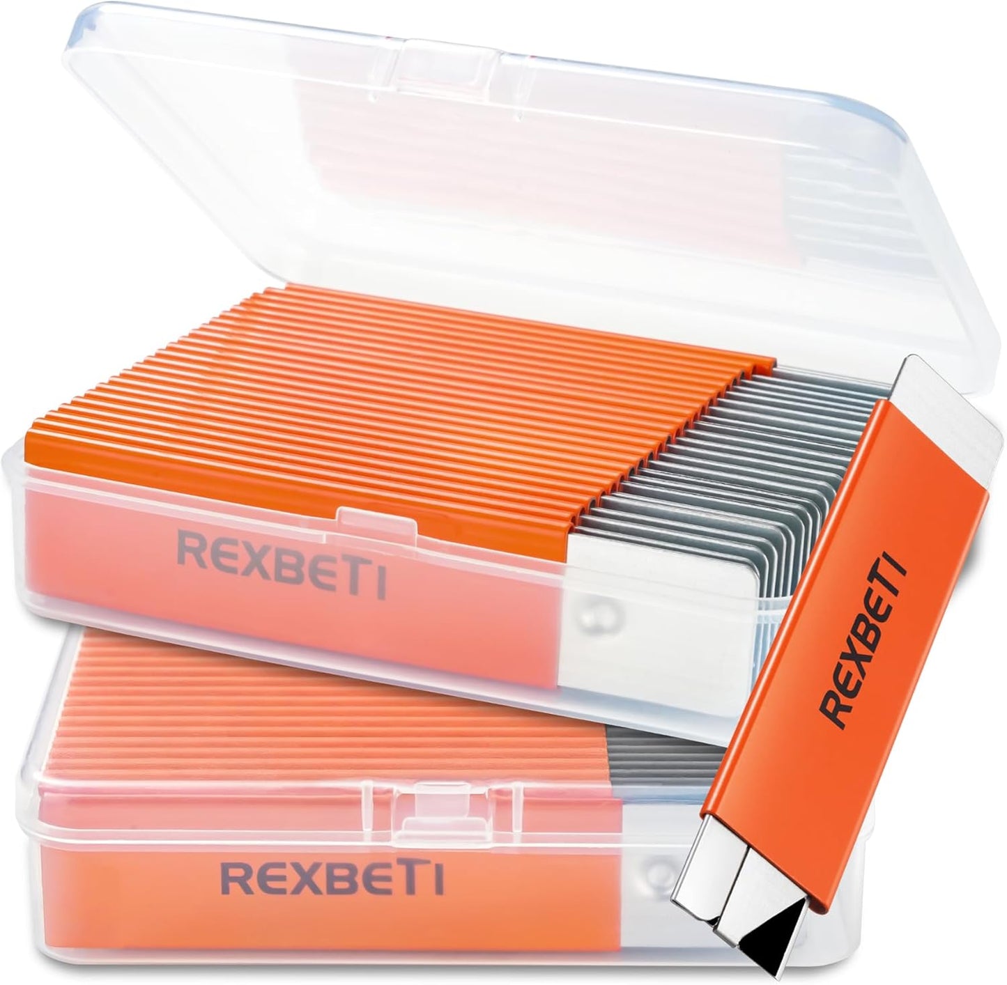 REXBETI 12 Pack Box Cutter, Retractable Cardboard Cutter, Razor Blade Scraper, Handy Box Opener, More Sharp Single Edge Razor Blade Box Cutter Set for Packages Papers and Boxes, Antirust Utility Knife