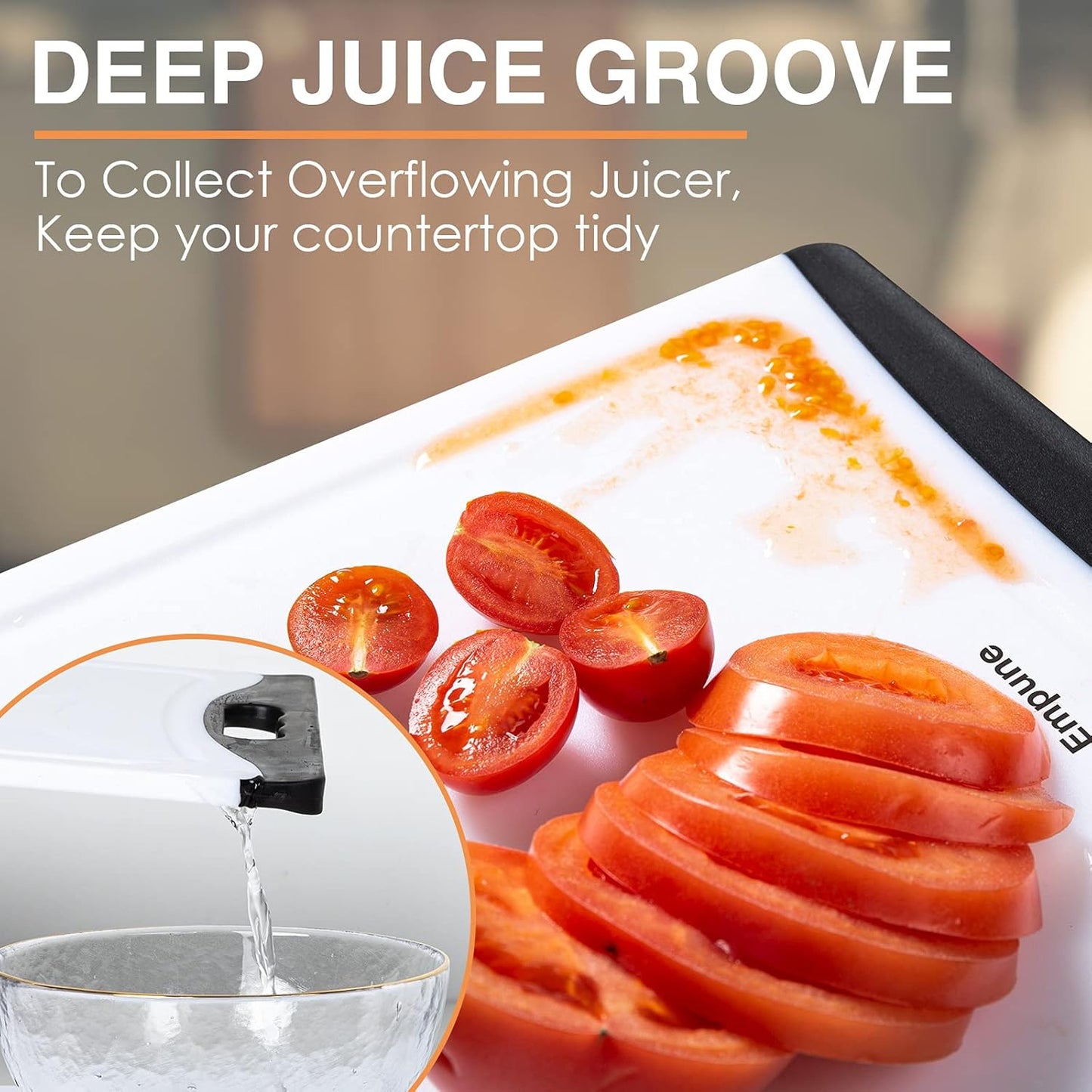Empune Extra Large Cutting Boards, Plastic Cutting Boards for Kitchen (Set of 4) Cutting Board Set Dishwasher Safe Chopping Board with Juice Grooves Easy-Grip Handles, Black