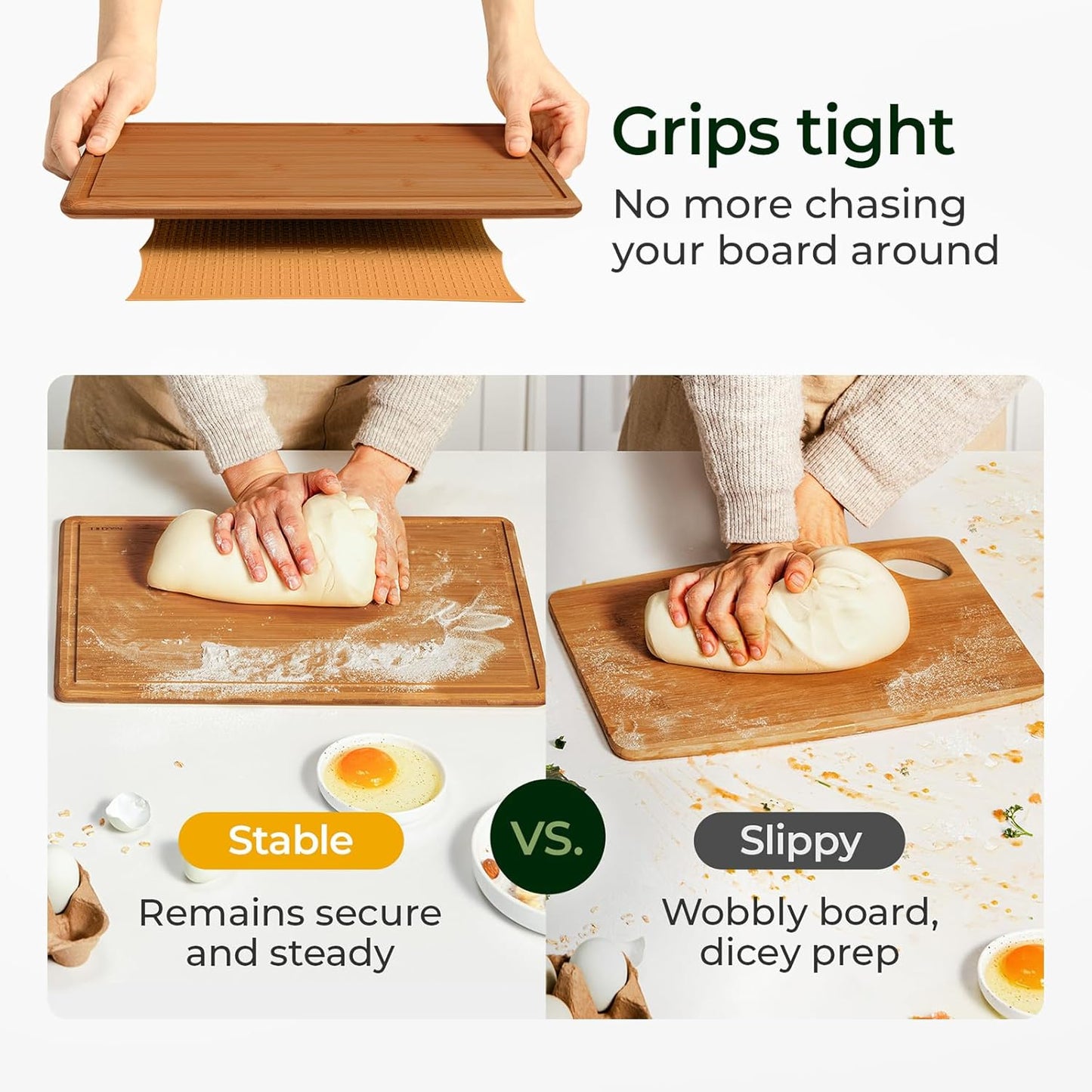 Keechee Silicone Non-Slip Mat for Cutting board, Preventing Cutting Injuries in the Kitchen Chopping Boards Feet for Kitchen Safe, Warm Gifts for Kitchen & Home Protector (Green)