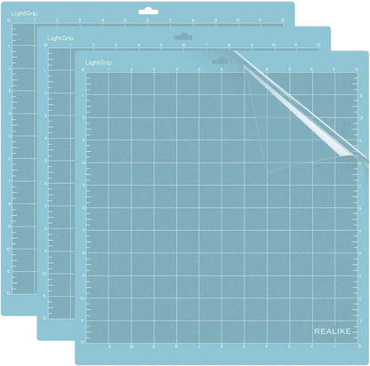 REALIKE 12x12 Lightgrip Cutting Mat Compatible with Cricut Maker 3/Maker 4/Maker/Explore 3/4/Air 2/Air/One(3 Mats), Gridded Adhesive Non-Slip Cut Mat for Crafts, Quilting, Sewing and All Arts