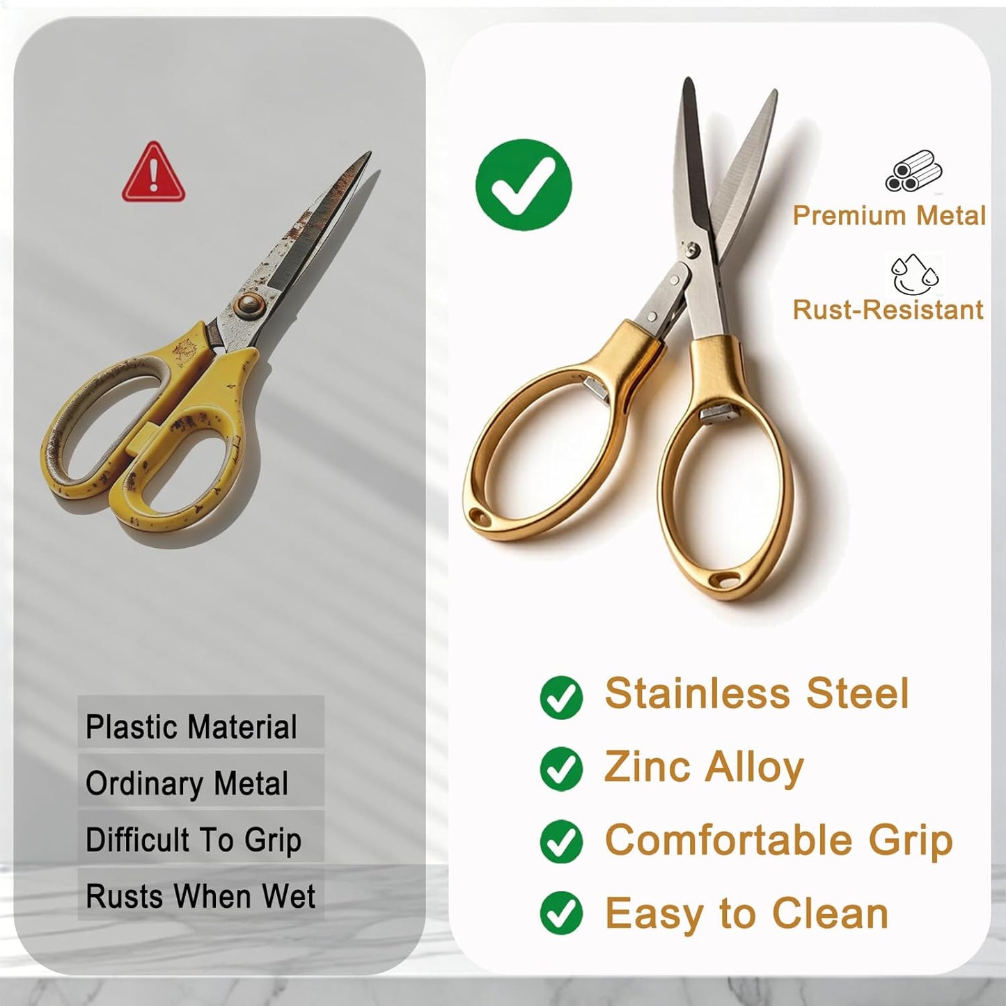 Folding Scissors, TSA Compliant & Portable, Compact, Safe Travel Scissors, Stainless Steel Retractable, 2 Pcs