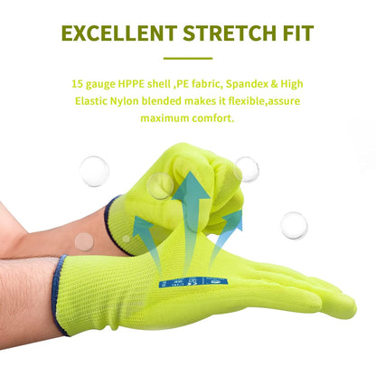 6 Pairs Cut Resistant Gloves, CE Level 3 ANSI CUT 3 Protective Cutting Work Gloves for Women and Men, Firm Grip Construction Mechanics Gloves and Gardening Gloves(Yellow,XL)