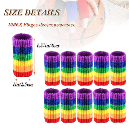 Finger Sleeves Protectors, 10Pcs Sport Finger Sleeves Elastic Thumb Brace Support for Basketball Golf Premium Fingers Sleeve for Arthritis Perfect for Relieving Pain (10PCS black set)