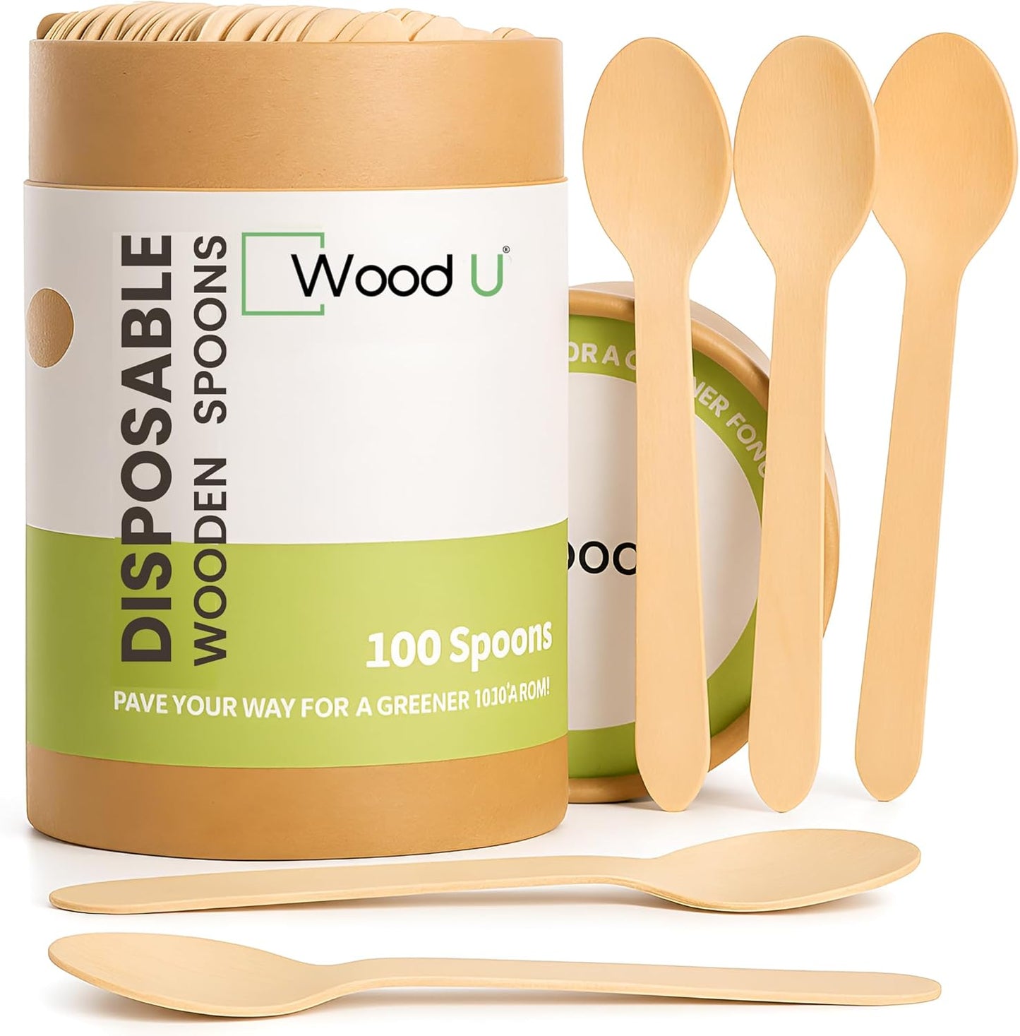 WoodU Disposable Wooden knives 100% All-Natural, Eco-Friendly, Biodegradable, and compostable knives - Pack of 100-6.5" Butter Cheese Knife Wooden Utensil