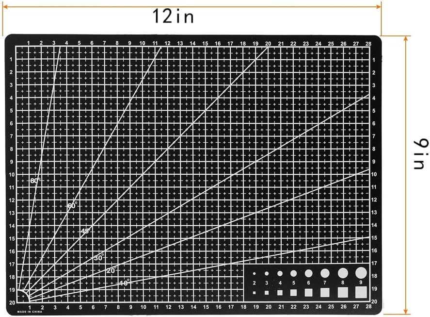 Self Healing Sewing Mat, Rotary Cutting Mat Double Sided 5-Ply Craft Cutting Board for Sewing Crafts Hobby Fabric Precision Scrapbooking Project 9inch x 12inch (A4-Black)