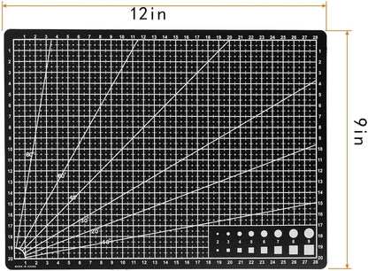Self Healing Sewing Mat, Rotary Cutting Mat Double Sided 5-Ply Craft Cutting Board for Sewing Crafts Hobby Fabric Precision Scrapbooking Project 9inch x 12inch (A4-Black)
