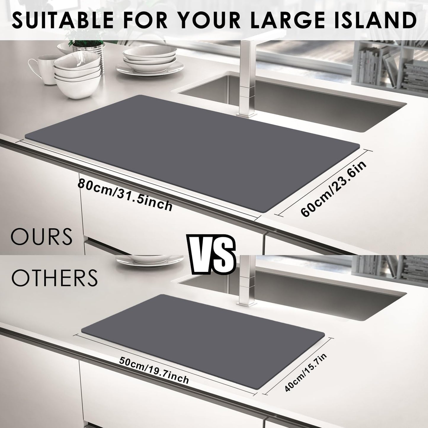 Extra Large Dark Green Countertop Mat - Silicone Table Kitchen Desk Mat - Non-Slip & Heat Resistant - Dinner Placemat Pastry Dough Rolling Mat - Colors A