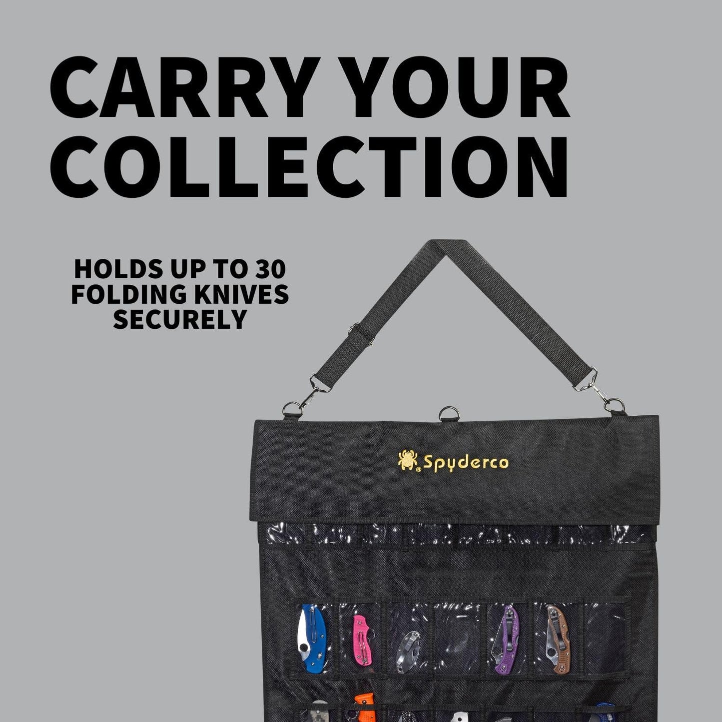 Spyderco SpyderPac - Includes Deep Pockets with Heavy Duty Polyester Design, Clear Plastic Window, Velcro Closures, and Adjustable Shoulder Strap