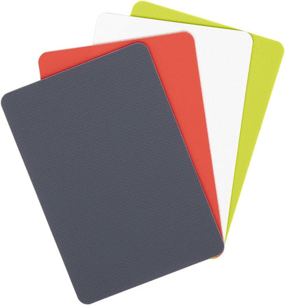 Dexas Heavy Duty Cutting Board Grippmat, Flexible Cutting Boards for Kitchen, Set of 4, Non Slip Plastic Board Cutting Mat Small Size 5.5 x 8, Blue, Green, Yellow, Red Set, Kitchen Gadgets