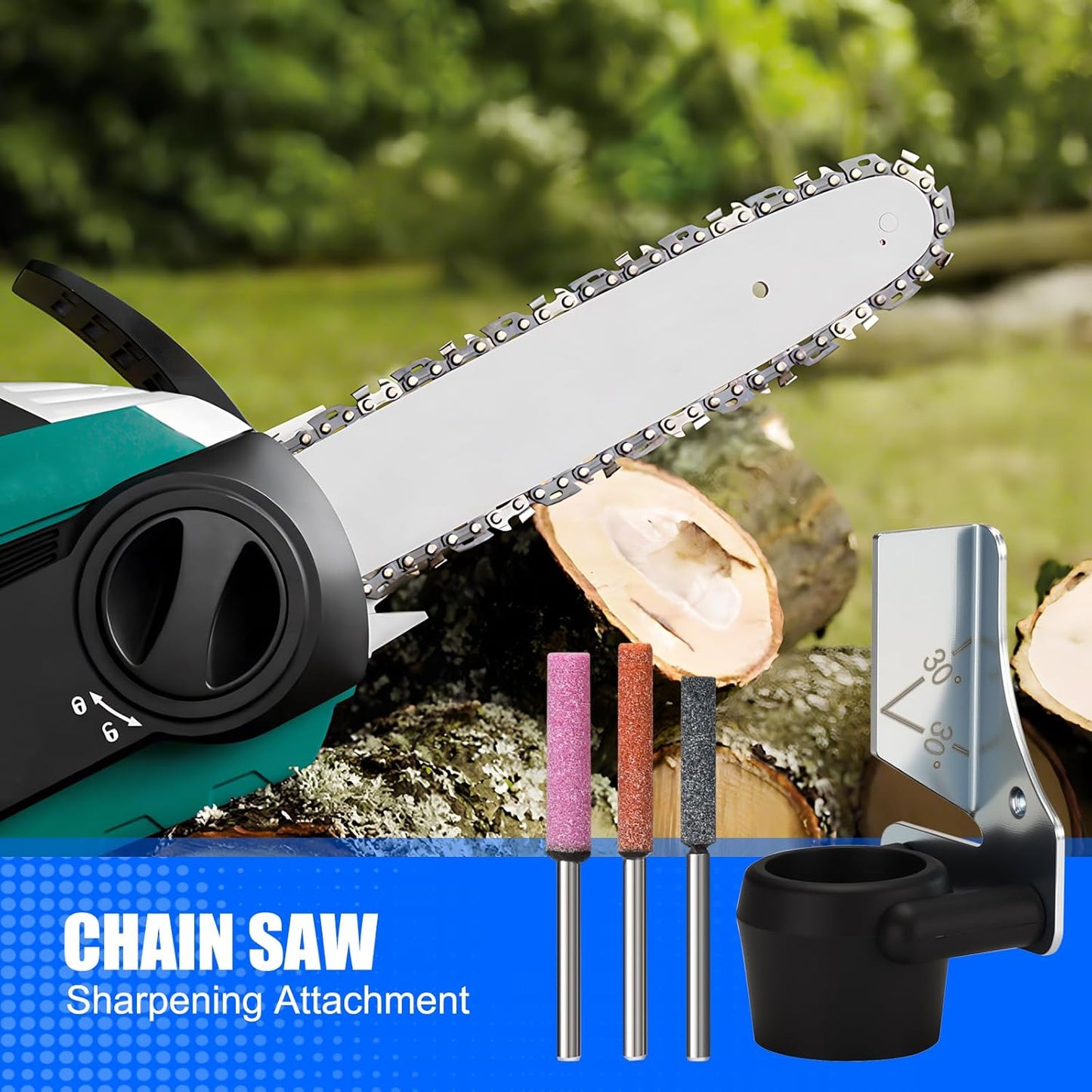 1453 Sharpening Attachment Kit for Dremel Sharpening Outdoor Gardening Tools with Grinding Stones and Sharpening Angle Guide Attachment 6Set Chainsaw Sharpening Attachment Kit