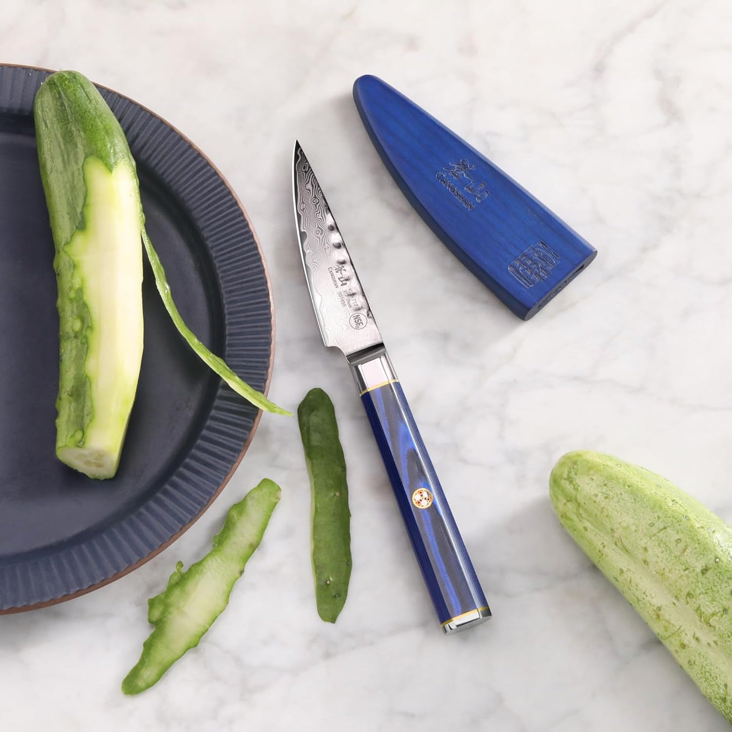 Cangshan KITA Series 3.5-Inch Paring Knife with Sheath, High Carbon X-7 Damascus Steel, 501455