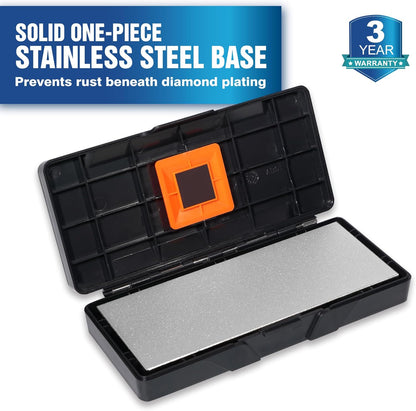 SHARPAL 162N Double-sided Diamond Sharpening Stone Whetstone Knife Sharpener |Coarse 325 / Extra Fine 1200 Grit | Storage Case with NonSlip Base & Angle Guide (8 in. x 3 in.) Fathers Day Gift