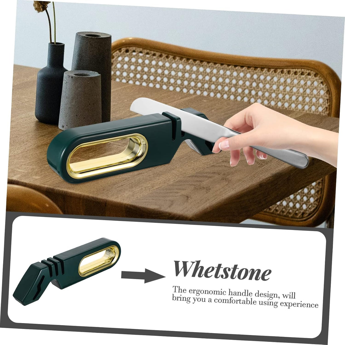 Ergonomic Handle Quick Pull Through Knife Sharpener Four Stage Kitchen Scissors Quick Sharpener
