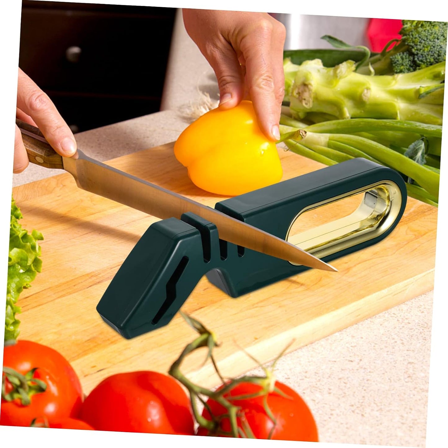 Ergonomic Handle Quick Pull Through Knife Sharpener Four Stage Kitchen Scissors Quick Sharpener