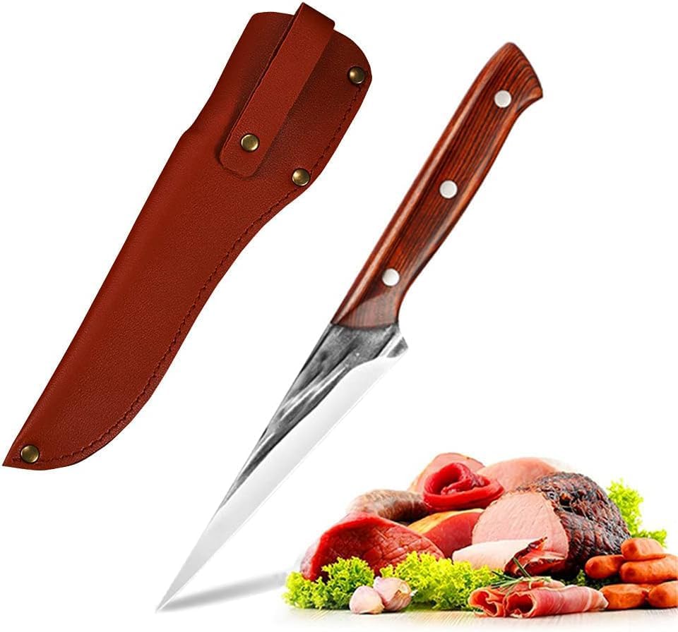 Brisket Trimming Knife,Fillet Knife for Meat,Curved Boning Knives 7 Inch, Hand Forged Meat Trimming Knife,Japanese Boning Knife Meat Butcher Knife for Fish Chincken Gift for Dad