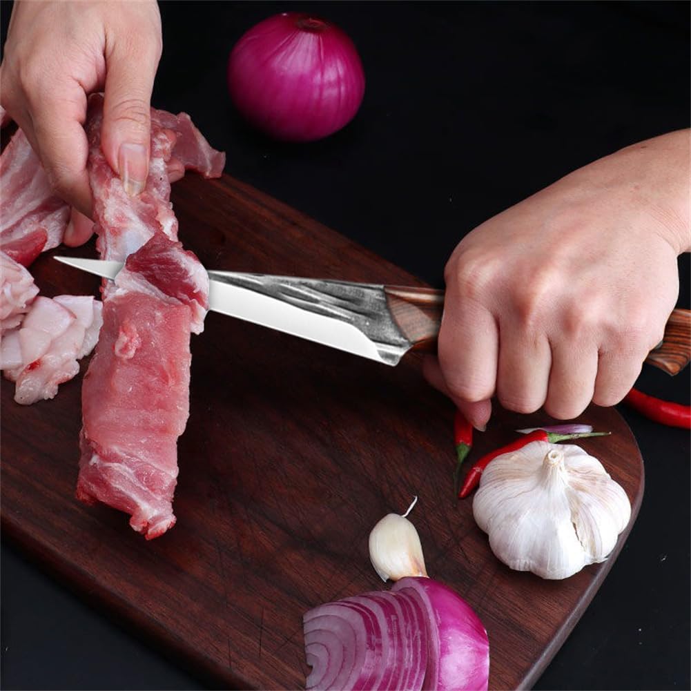 Brisket Trimming Knife,Fillet Knife for Meat,Curved Boning Knives 7 Inch, Hand Forged Meat Trimming Knife,Japanese Boning Knife Meat Butcher Knife for Fish Chincken Gift for Dad