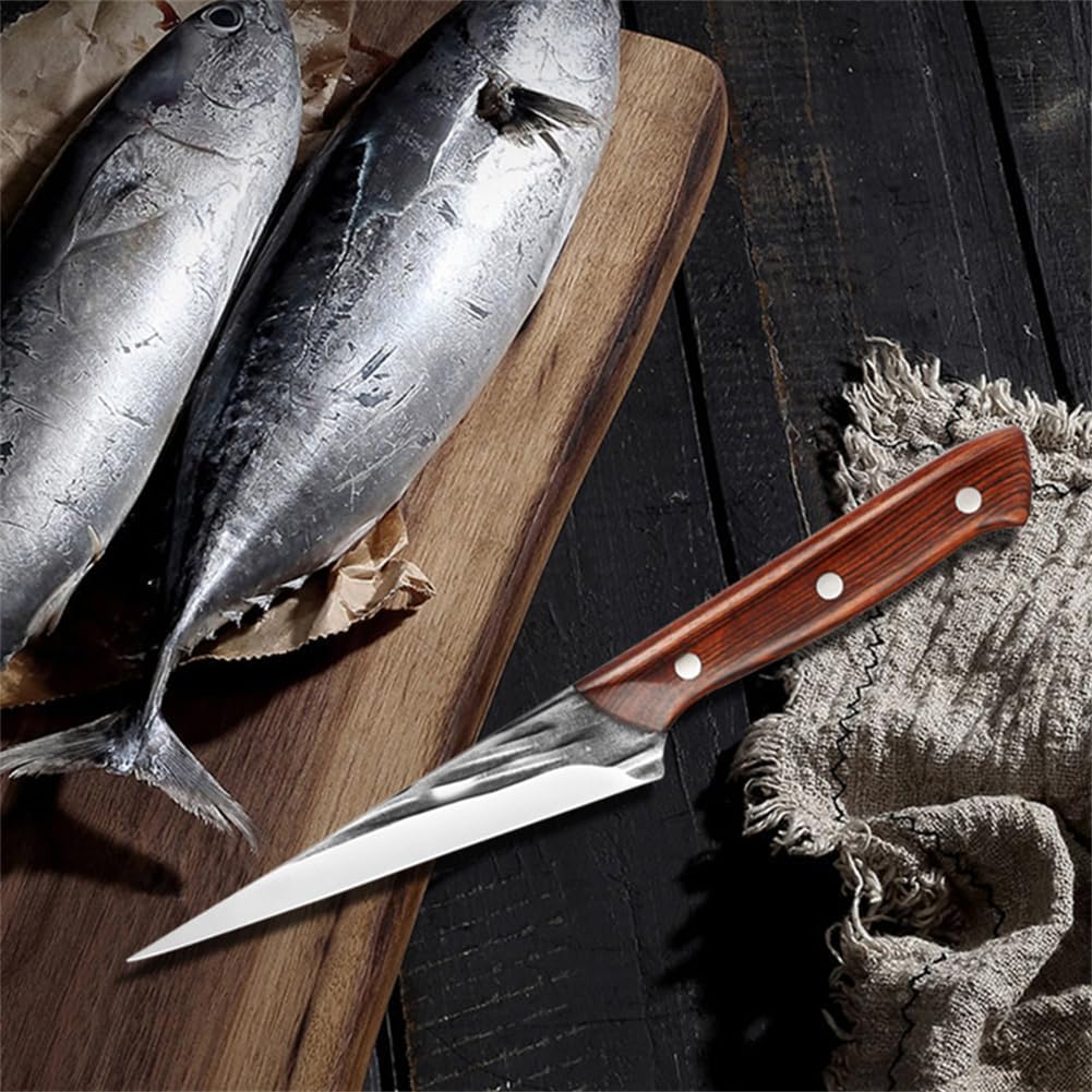 Brisket Trimming Knife,Fillet Knife for Meat,Curved Boning Knives 7 Inch, Hand Forged Meat Trimming Knife,Japanese Boning Knife Meat Butcher Knife for Fish Chincken Gift for Dad