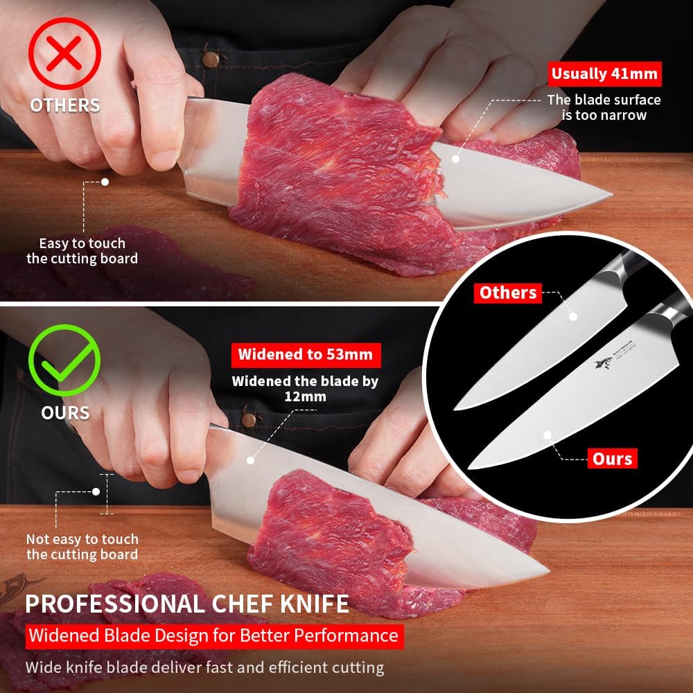8-Inch Chef Knife - German High Carbon Stainless Steel Kitchen Knife, Professional-Grade Razor-Sharp Edge, gift for Husband Men Women(Gift Box Included)