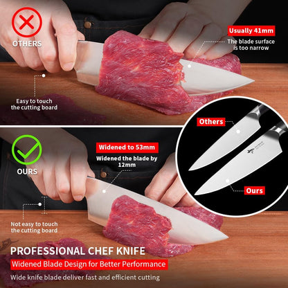 8-Inch Chef Knife - German High Carbon Stainless Steel Kitchen Knife, Professional-Grade Razor-Sharp Edge, gift for Husband Men Women(Gift Box Included)