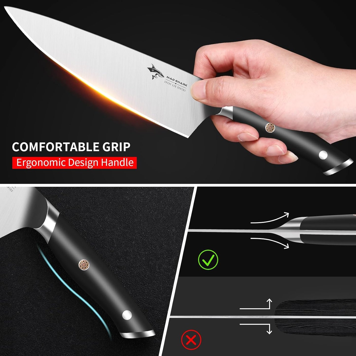 8-Inch Chef Knife - German High Carbon Stainless Steel Kitchen Knife, Professional-Grade Razor-Sharp Edge, gift for Husband Men Women(Gift Box Included)