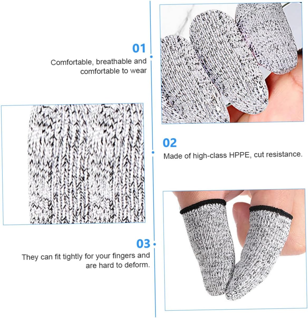 6 Pairs Cut Resistant Finger Cots for Men and Women, High-Durability Multi-Function Finger Protection Sleeves, Small Life Extender Covers for Kitchen, Crafting, and Industrial Use