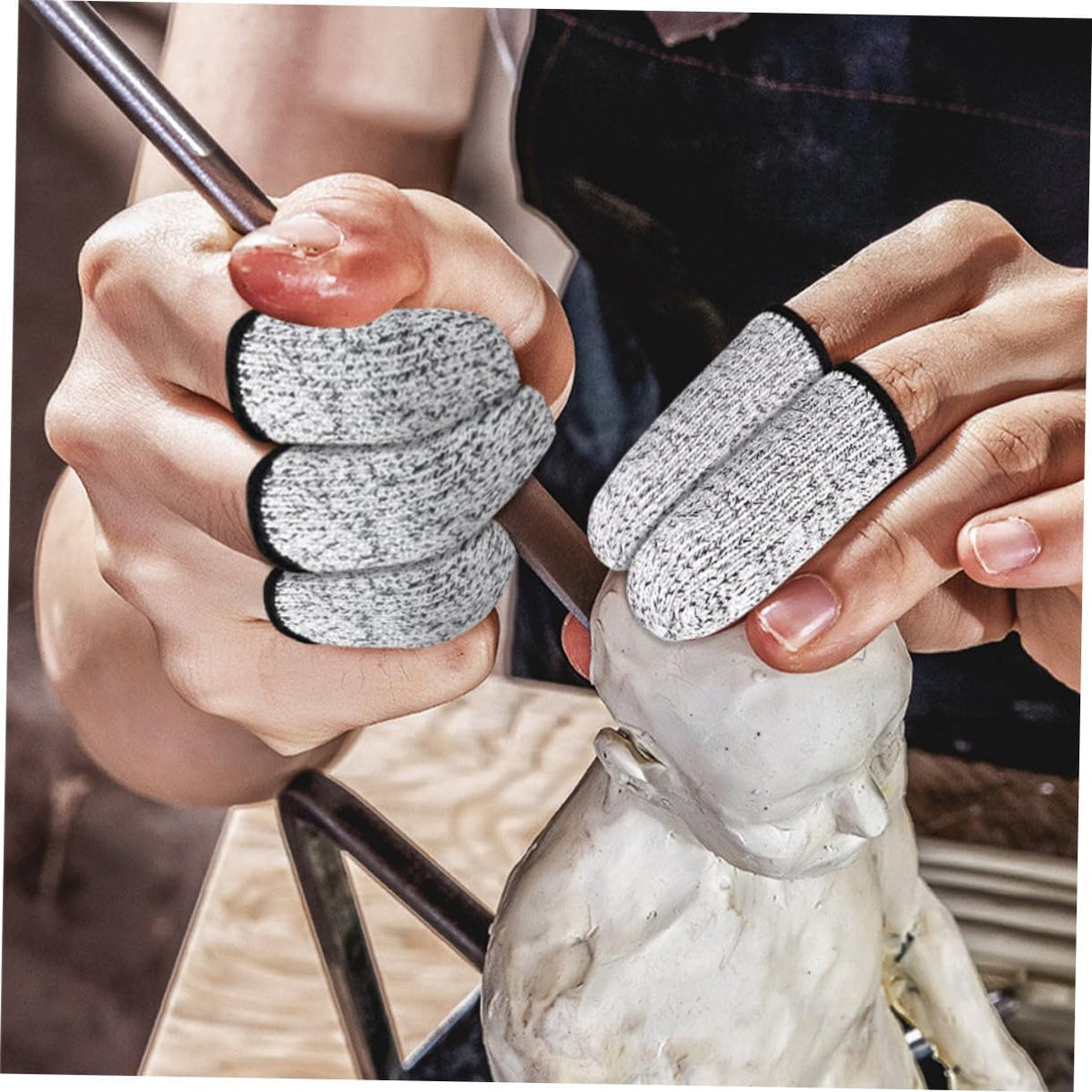 6 Pairs Cut Resistant Finger Cots for Men and Women, High-Durability Multi-Function Finger Protection Sleeves, Small Life Extender Covers for Kitchen, Crafting, and Industrial Use