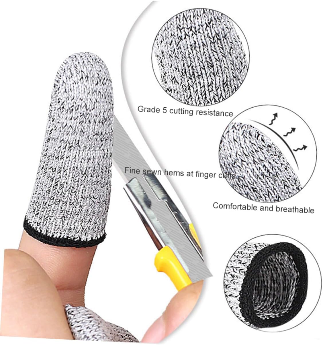 6 Pairs Cut Resistant Finger Cots for Men and Women, High-Durability Multi-Function Finger Protection Sleeves, Small Life Extender Covers for Kitchen, Crafting, and Industrial Use