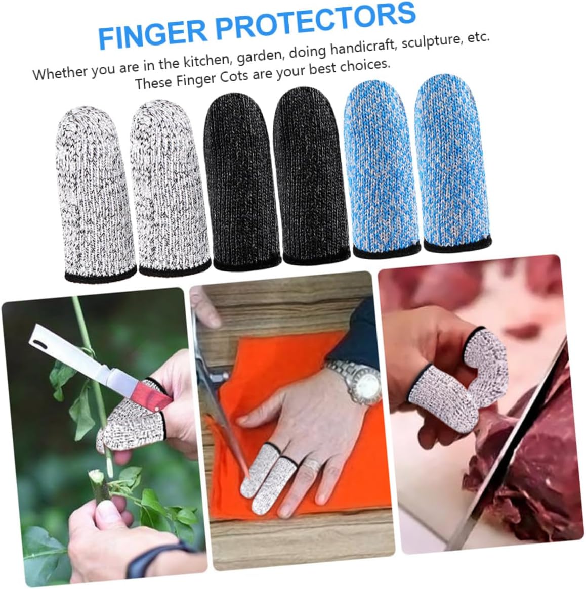 6 Pairs Cut Resistant Finger Cots for Men and Women, High-Durability Multi-Function Finger Protection Sleeves, Small Life Extender Covers for Kitchen, Crafting, and Industrial Use