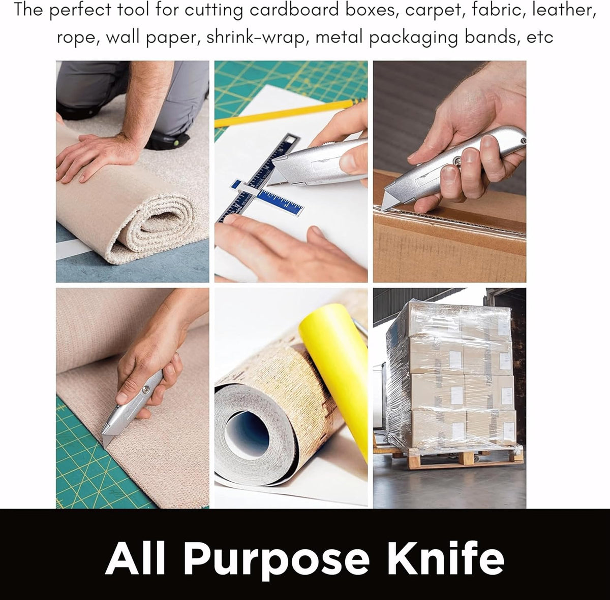 INTERNET'S BEST Premium Utility Knife Set | Retractable Box Cutter with Metal Handle | Heavy-Duty Cutting for Cardboard, Carpet, Plastic | Retractable Blade | Includes 2 Razor Knives & Extra Blades