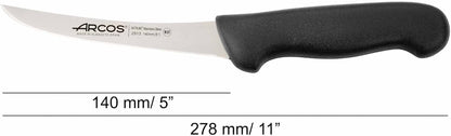 Boning Knife 5 Inch Nitrum Stainless Steel and 140 mm blade. Professional Butcher Knife to Slice Bones from Meat. Ergonomic Polypropylene Handle. Series 2900. Color Black.