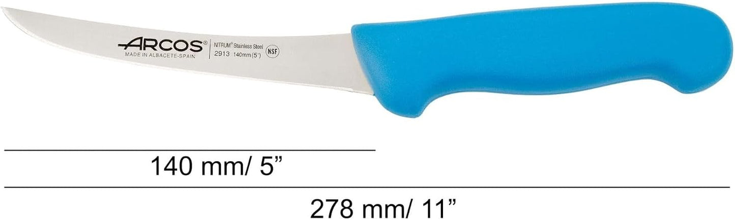 Boning Knife 5 Inch Nitrum Stainless Steel and 140 mm blade. Professional Butcher Knife to Slice Bones from Meat. Ergonomic Polypropylene Handle. Series 2900. Color Black.
