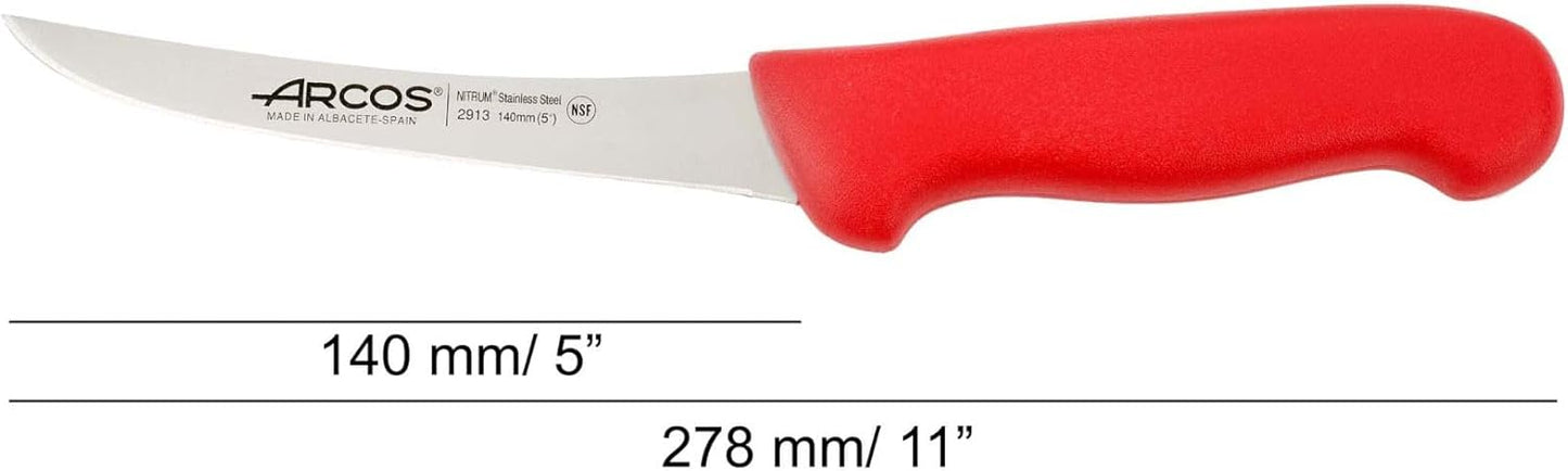 Boning Knife 5 Inch Nitrum Stainless Steel and 140 mm blade. Professional Butcher Knife to Slice Bones from Meat. Ergonomic Polypropylene Handle. Series 2900. Color Black.