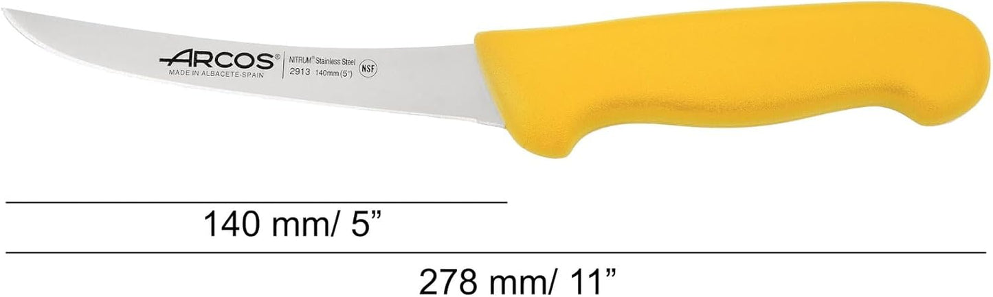 Boning Knife 5 Inch Nitrum Stainless Steel and 140 mm blade. Professional Butcher Knife to Slice Bones from Meat. Ergonomic Polypropylene Handle. Series 2900. Color Black.