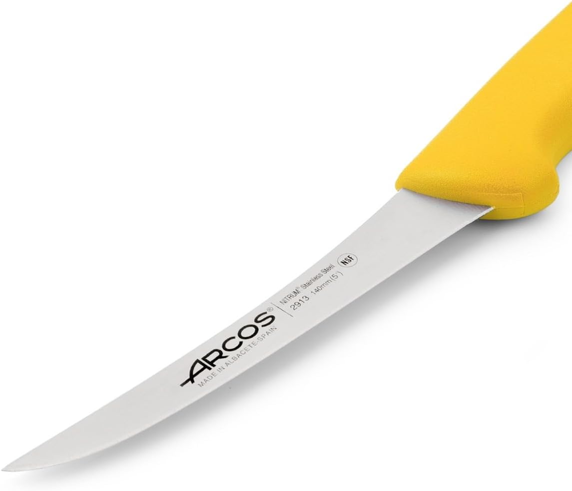 Boning Knife 5 Inch Nitrum Stainless Steel and 140 mm blade. Professional Butcher Knife to Slice Bones from Meat. Ergonomic Polypropylene Handle. Series 2900. Color Black.