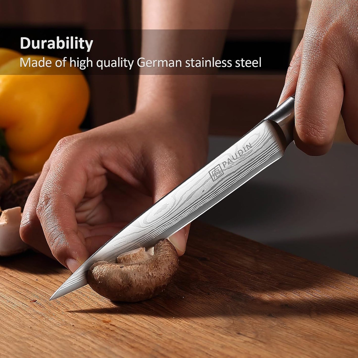 Utility Knife, 5 Inch Chef Knife, Ultra Sharp High Carbon Stainless Steel, Multipurpose Paring Knife for Fruit and Vegetable Cutting with Wooden Handle, Premium Gift Box