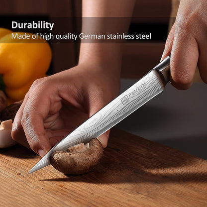 Utility Knife, 5 Inch Chef Knife, Ultra Sharp High Carbon Stainless Steel, Multipurpose Paring Knife for Fruit and Vegetable Cutting with Wooden Handle, Premium Gift Box